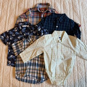 Janie and Jack Boys Button Down Shirt Bundle Plaid Preppy Tropical 9 to 12 Month